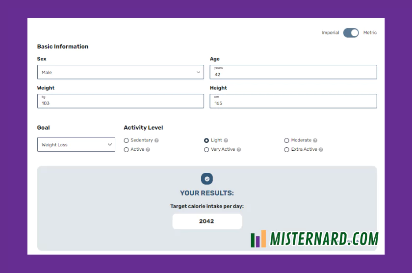 preview calorie calculator